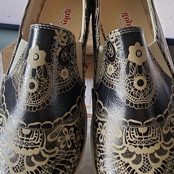 GOBY Chocolate/Cream Henna Scroll Slip-On Sneakers - Picture 5 of 13